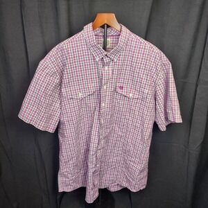 Cinch Mens Short Sleeve Shirt‎ Western Size XXL Purle Plaid Pattern